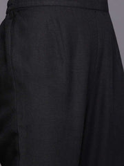 Black and Golden Solid Kaftan Kurta with Pants - inddus-us