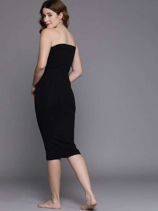 Black Bandeau Slimming High Compress Seamless Bodysuit Shapewear - Inddus.com