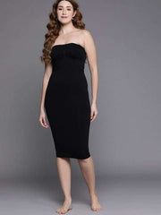Black Bandeau Slimming High Compress Seamless Bodysuit Shapewear - Inddus.com