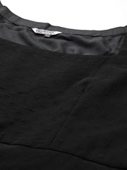 Black Dobby Weave Georgette Ethnic Maxi Dress - Inddus.com