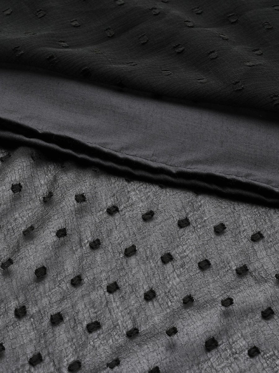 Black Dobby Weave Georgette Ethnic Maxi Dress - Inddus.com