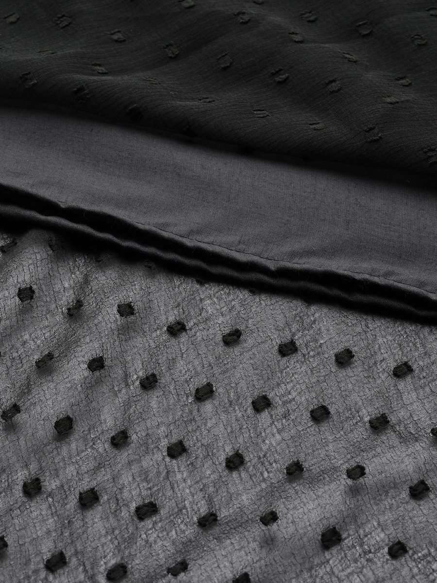 Black Dobby Weave Georgette Ethnic Maxi Dress - Inddus.com