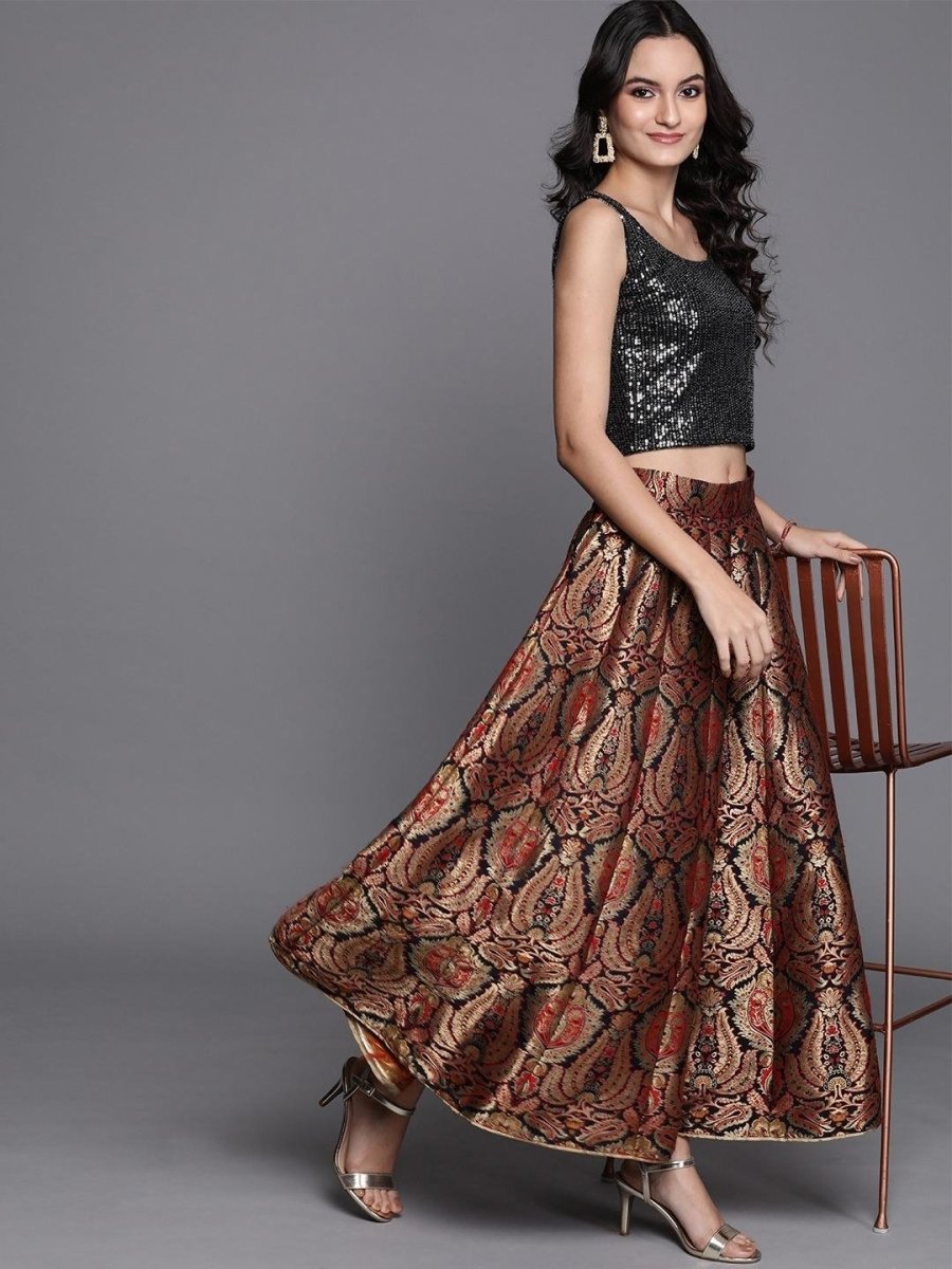 Black Embellished Crop Top - inddus-us