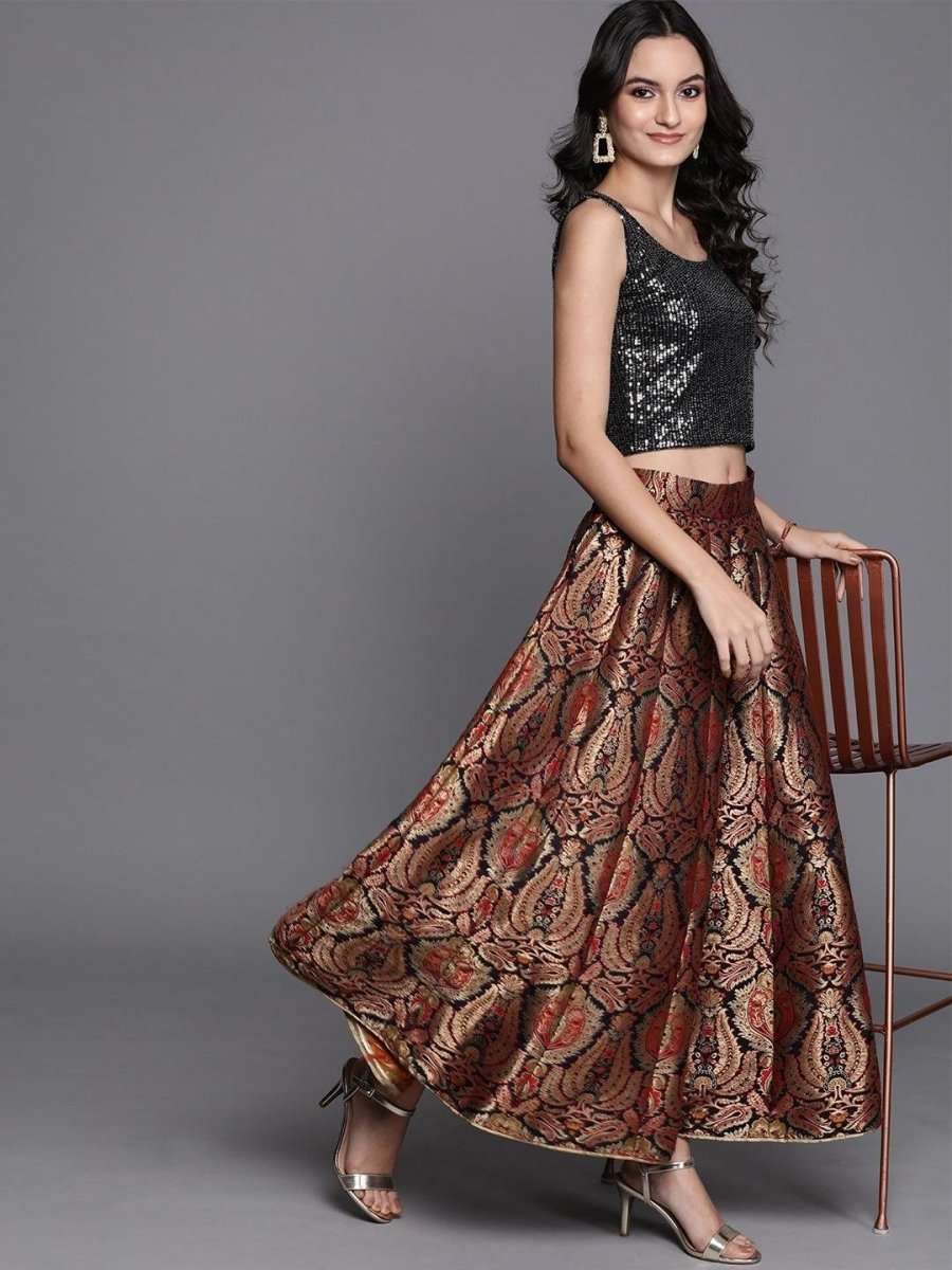 Black Embellished Crop Top - inddus-us