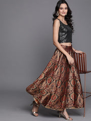 Black Embellished Crop Top - inddus-us