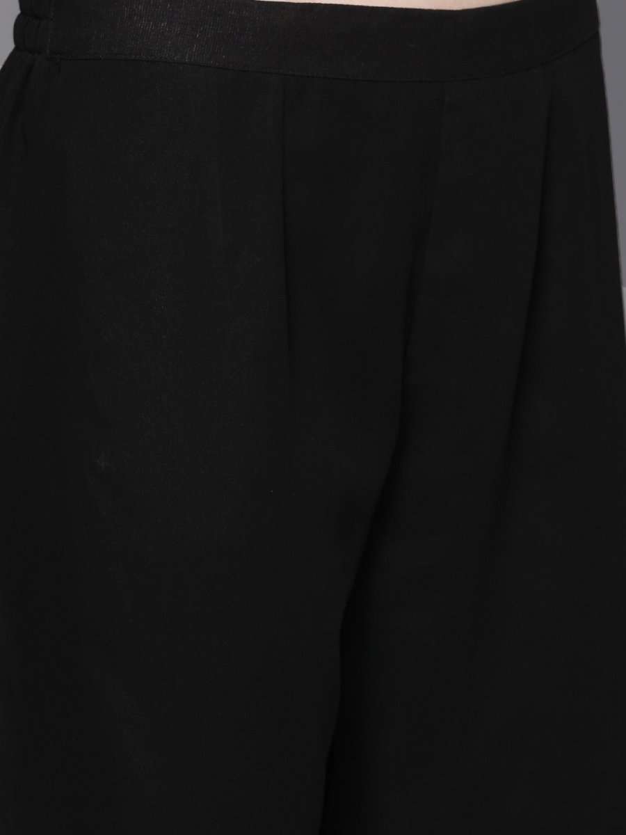 Black Embroidered Kurta with Sharara - inddus-us