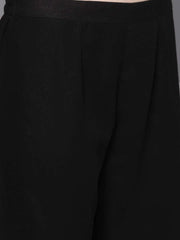 Black Embroidered Kurta with Sharara - inddus-us