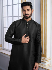 Black Ethnic Motifs Woven Design Kurta with Trousers - Inddus.com