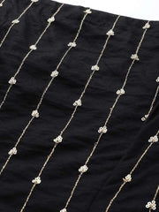 Black Gold Embroidered Kurta with Layered Sharara and Net Dupatta - Inddus.com