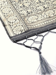 Black & Gold-Toned Ethnic Motifs Woven Design Dupatta with Zari - Inddus.com