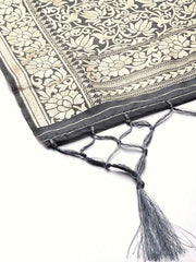 Black & Gold-Toned Ethnic Motifs Woven Design Dupatta with Zari - Inddus.com