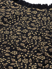 Black & Golden Embroidered Top - inddus-us