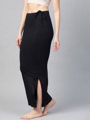 Black Knitted Saree Shapewear with Drawstring - inddus-us
