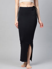 Black Knitted Saree Shapewear with Drawstring - inddus-us