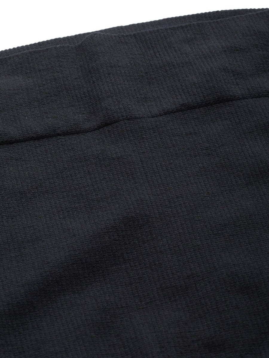 Black Knitted Saree Shapewear with Drawstring - inddus-us