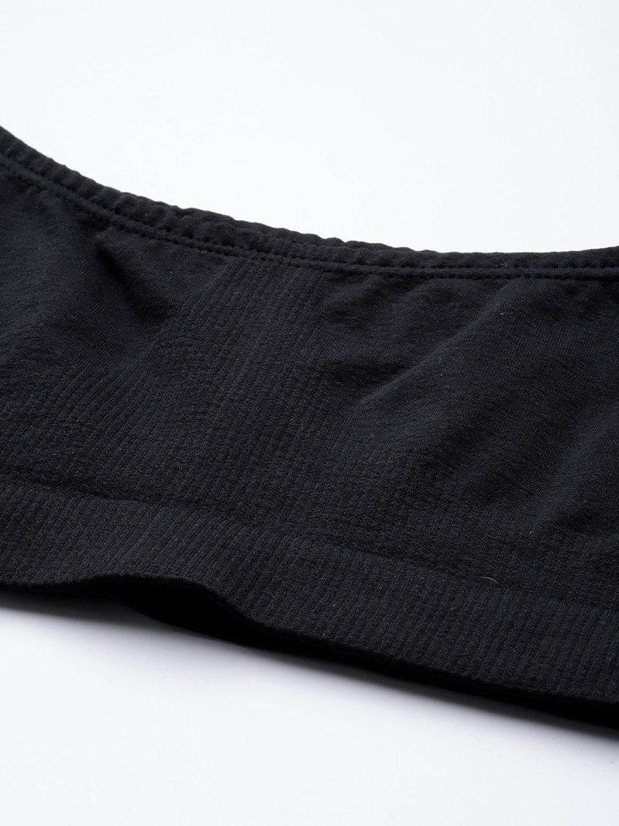 BLACK NON WIRED NON PADDED SPORT BRA - Inddus.com