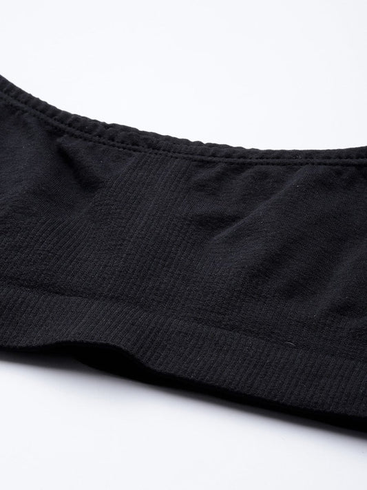 BLACK NON WIRED NON PADDED SPORT BRA - Inddus.com