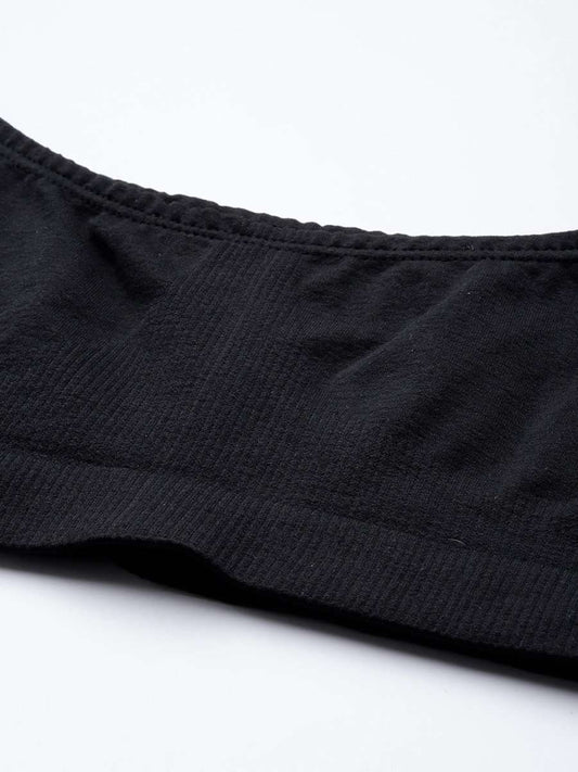 BLACK NON WIRED NON PADDED SPORT BRA - Inddus.com