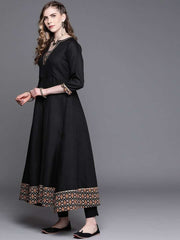 Black Printed Anarkali Kurta - Inddus.com