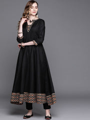 Black Printed Anarkali Kurta - Inddus.com