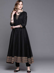 Black Printed Anarkali Kurta - Inddus.com