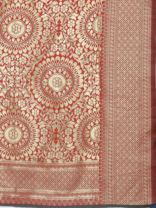 Black & Red Silk Blend Woven Design Saree - Inddus.com