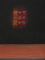Black & Red Silk Blend Woven Design Saree - Inddus.com