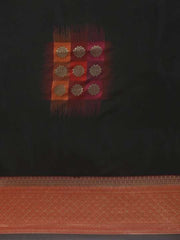 Black & Red Silk Blend Woven Design Saree - Inddus.com