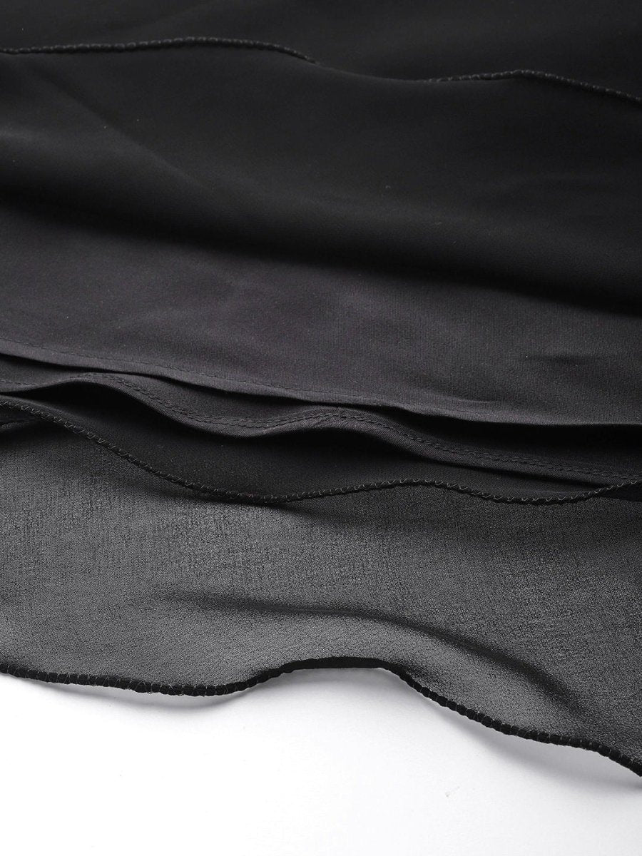 Black Sequinned Embroidered Party Gown - Inddus.com