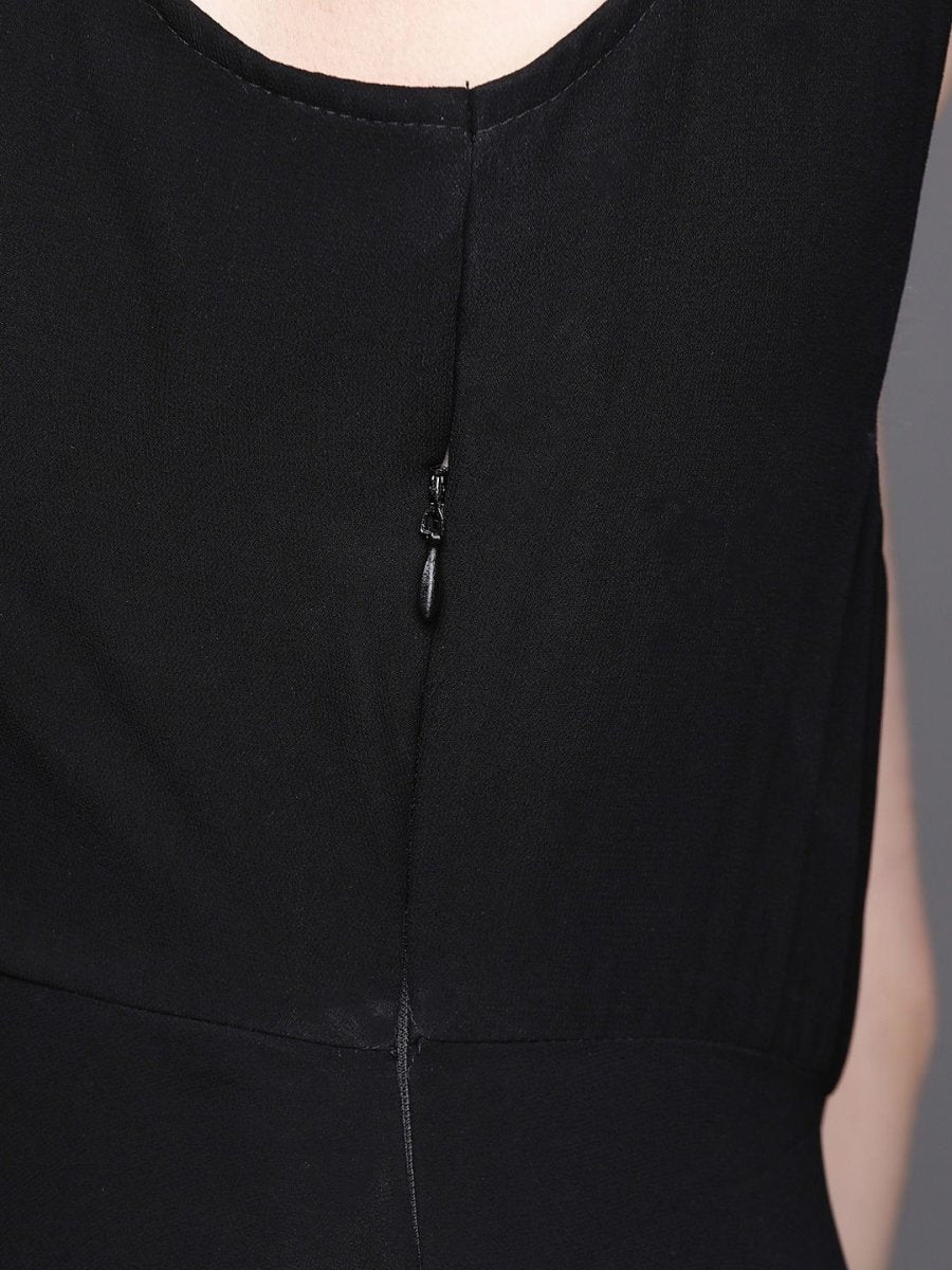 Black Sequinned Embroidered Party Gown - Inddus.com