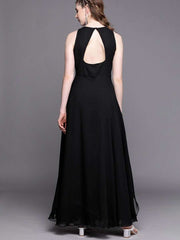 Black Sequinned Embroidered Party Gown - Inddus.com