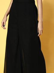 Black Sequinned Embroidered Top & Palazzo - Inddus.com