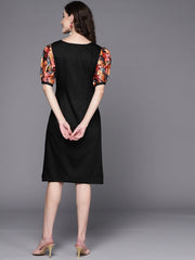 Black Sheath Midi Dress - Inddus.com