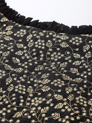 Black Silk Blend Embellished Palazzo Style Suit - inddus-us