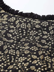Black Silk Blend Embellished Palazzo Style Suit - inddus-us
