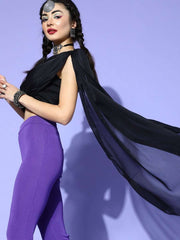 Black Silk Blend Solid Crop Top - Inddus.com