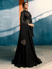 Black Thread Embroidered Dress - inddus-us