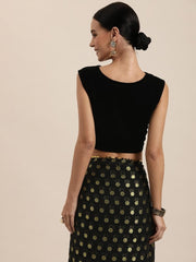 Black Viscose Zari Woven One Minute Saree - inddus-us