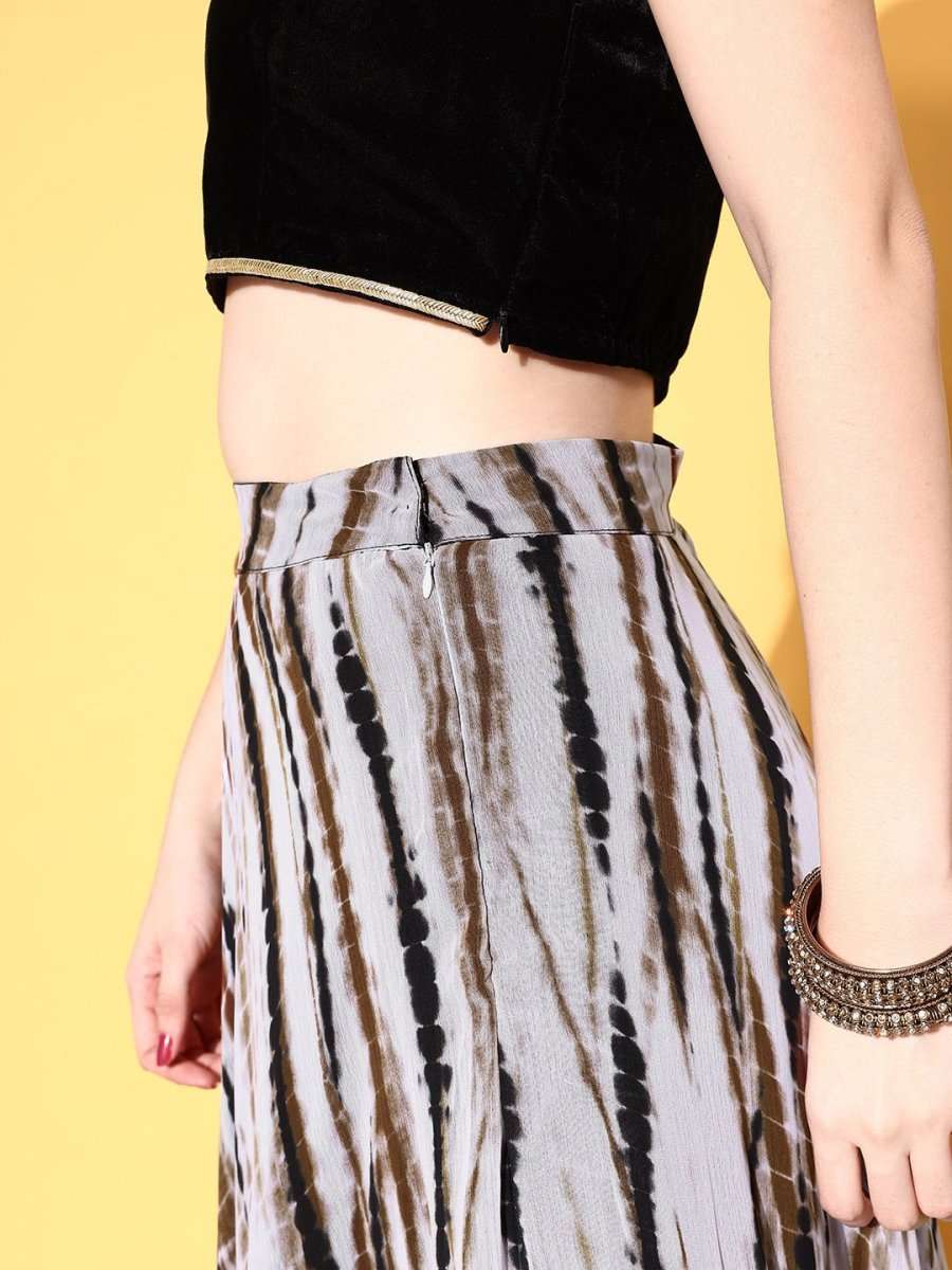 Black & White Embellished Semi-Stitched Lehenga & Unstitched Blouse With Dupatta - Inddus.com