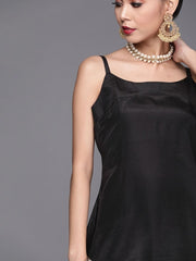 Black Yoke Woven Kaftan Kurta - inddus-us