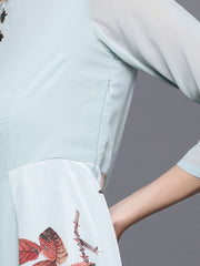 Blue and Brown Printed Maxi Dress - inddus-us