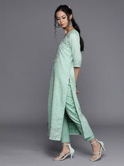 Blue Cotton Blend Woven Design Straight Cut Suit - Inddus.com