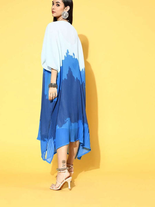 Blue Georgette Partywear Self Design Dresses - Inddus.com