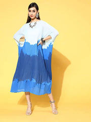 Blue Georgette Partywear Self Design Dresses - Inddus.com