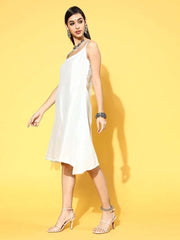 Blue Georgette Partywear Self Design Dresses - Inddus.com