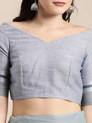 Blue Linen Blend Embroidered Party Wear Traditional Saree - inddus-us