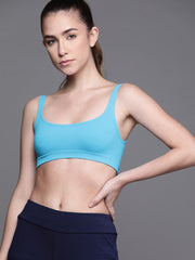 BLUE NON WIRED NON PADDED SPORT BRA - Inddus.com