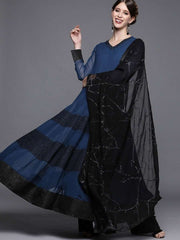 Blue Solid Anarkali with Dupatta - inddus-us