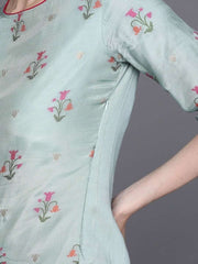 Blue Viscose Silk Woven Design Straight Cut Suit - inddus-us