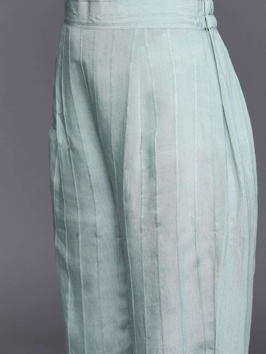 Blue Viscose Silk Woven Design Straight Cut Suit - inddus-us